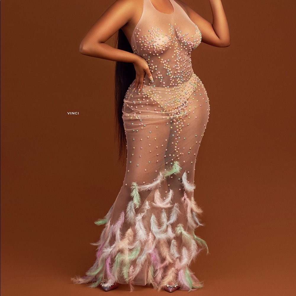 Sheer feather dress